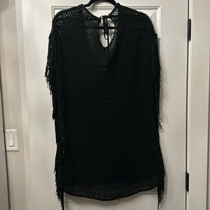Zara Fringe Knit Black Top Size S